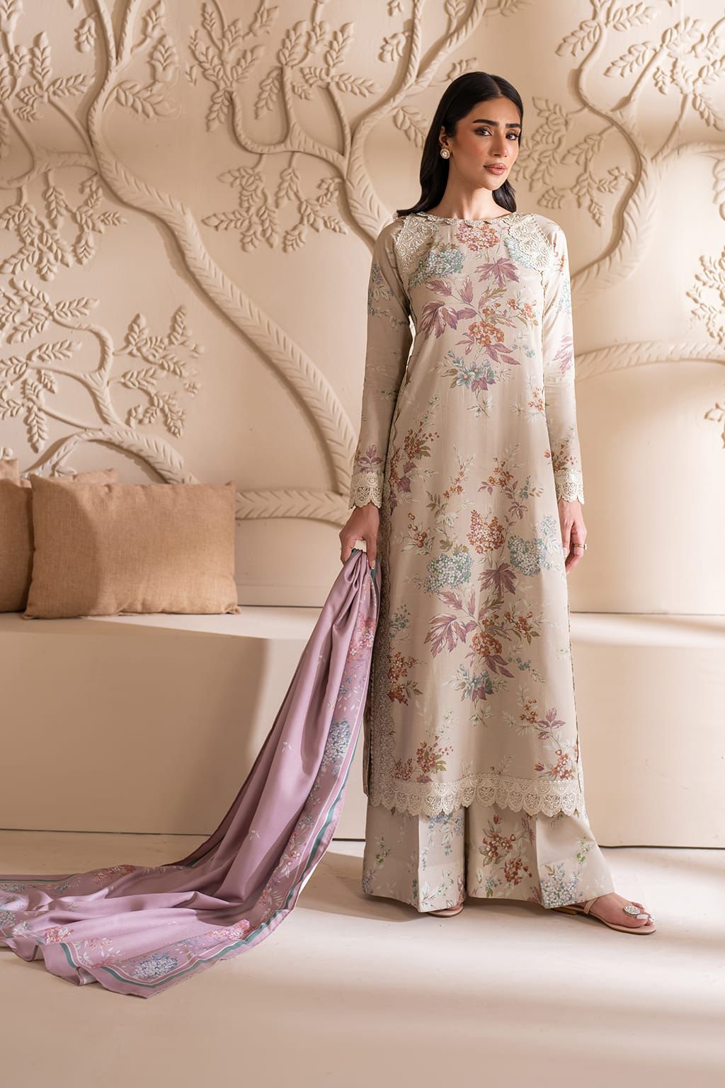 Iznik | Unstitched | Luxury Lawn 3 Piece Embroidered Dress - QHF0040