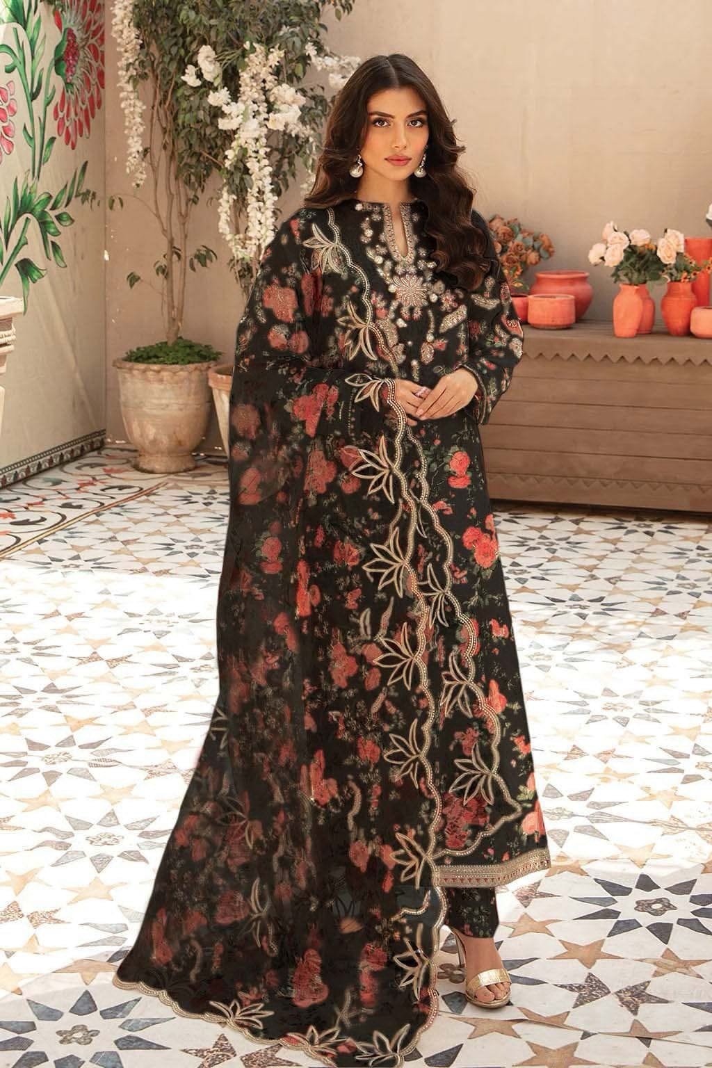 Maria B | Unstitched | Luxury Lawn 3 Piece Printed Dress - QHF0083