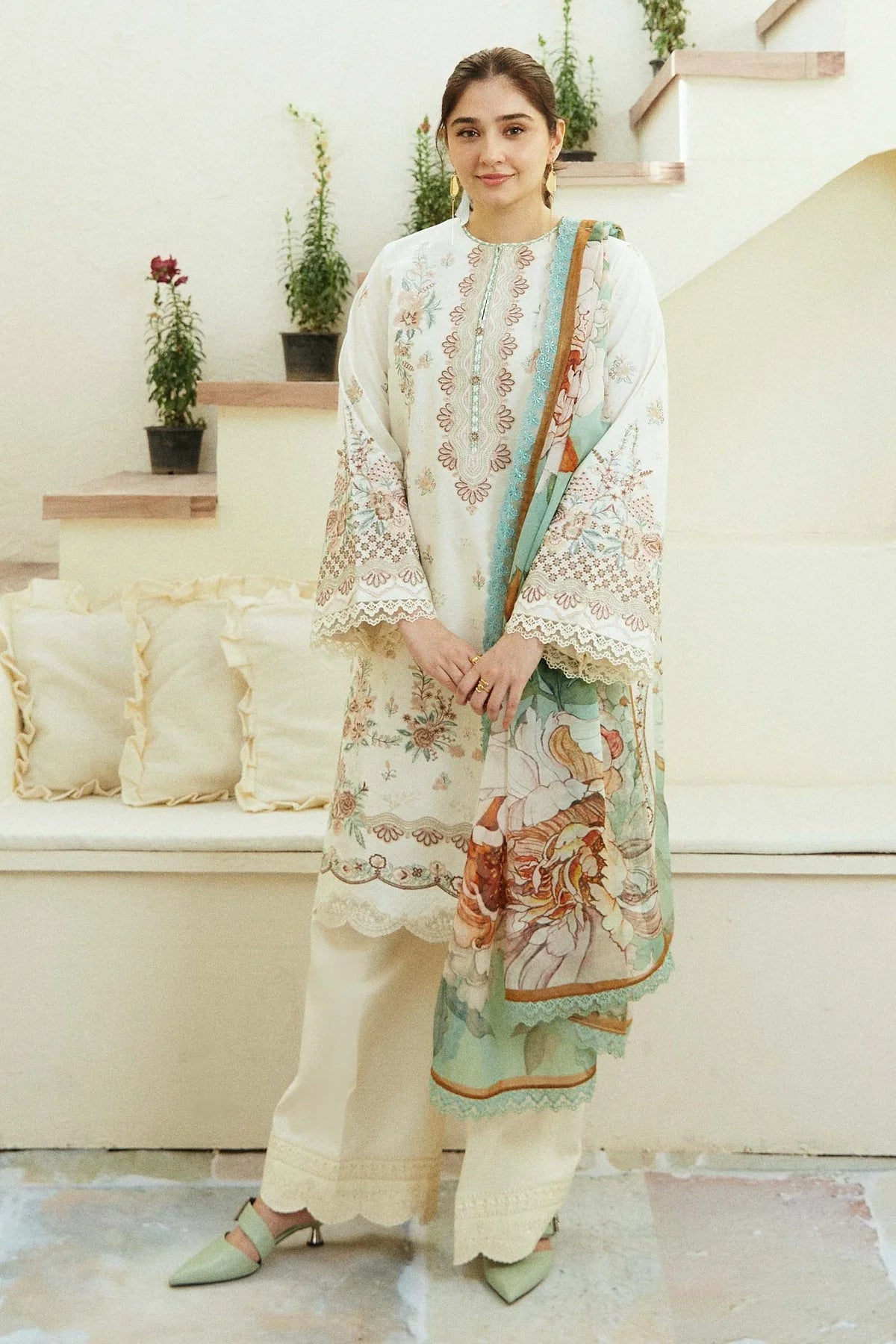 Zara Shahjahan | Unstitched | Luxury Lawn 3 Piece Embroidered Dress - QHF0019