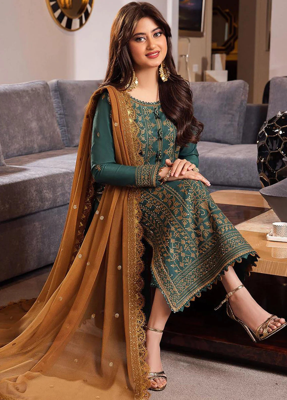 Asim Jofa | Unstitched | Luxury Lawn 3 Piece Embroidered Dress - QHF0015