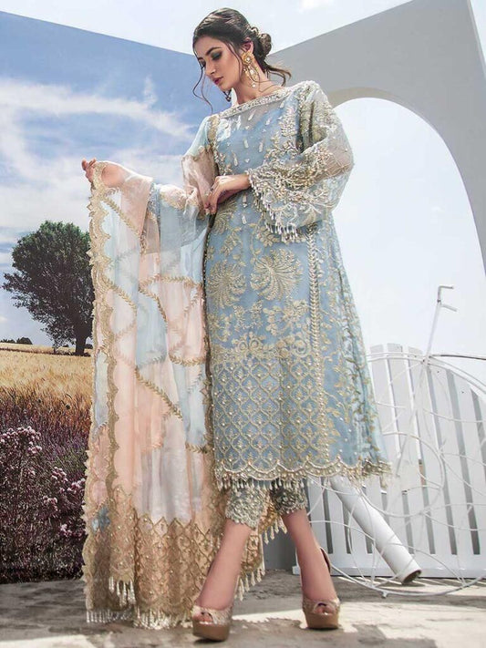 AGHA NOOR | Unstitched | Luxury Lawn 3 Piece Embroidered Dress - QHF0068