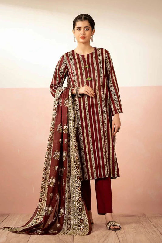 Baroque  | Unstitched | Luxury Lawn 3 Piece Printed Dress - QHF0074