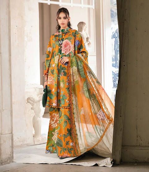 Lime Light  | Unstitched | Luxury Lawn 3 Piece Printed Dress - QHF0077