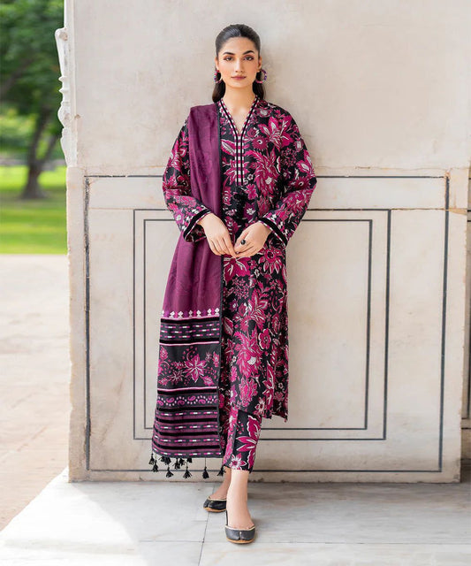 Baroque  | Unstitched | Luxury Lawn 3 Piece Printed Dress - QHF0079