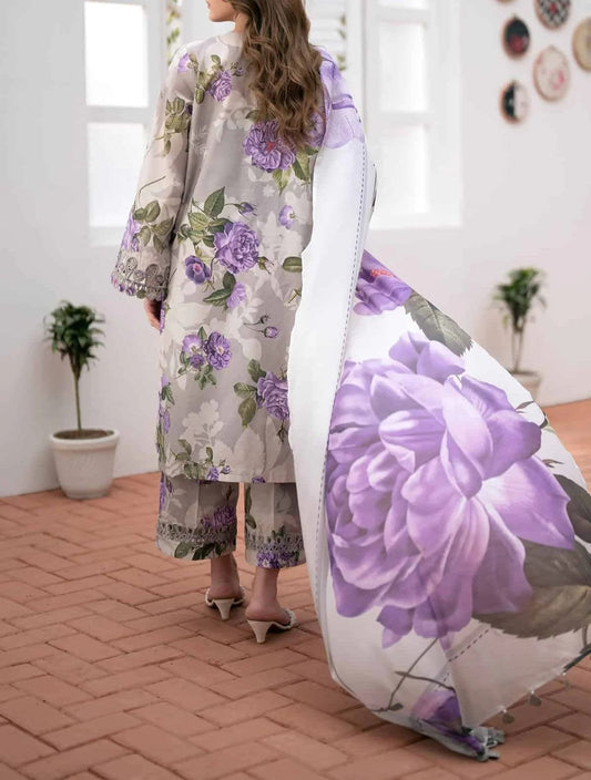 Baroque  | Unstitched | Luxury Lawn 3 Piece Printed Dress - QHF0080
